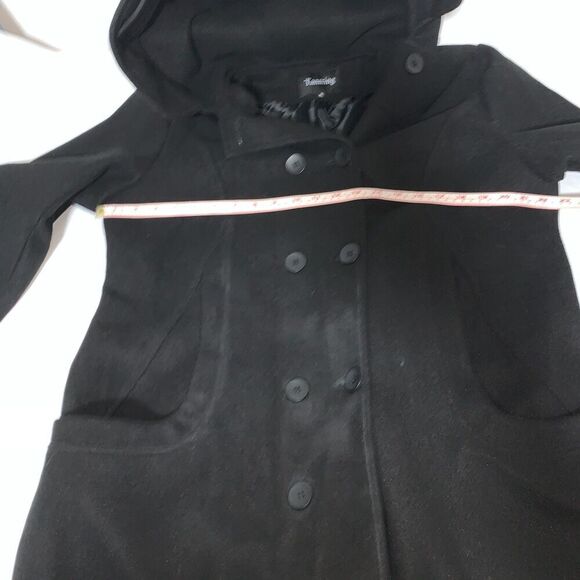 Tanming Womens Notch Lapel Double Breasted Wool Blend Mid Pea Trench Coat XL - Picture 8 of 15